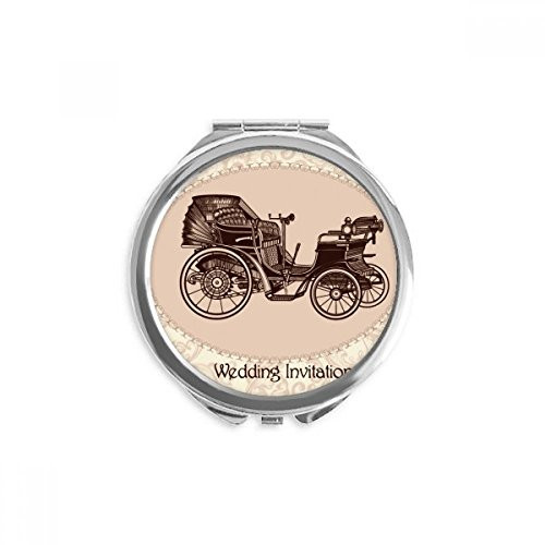 Classic Cars Flower Pattern Illustration Hand Compact Mirror Round Portable Pocket Glass