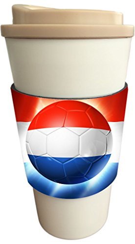 Rikki Knight Brazil World Cup 2014 Netherlands Team Football Soccer Flag Design Latte Beverage Insulator, Black