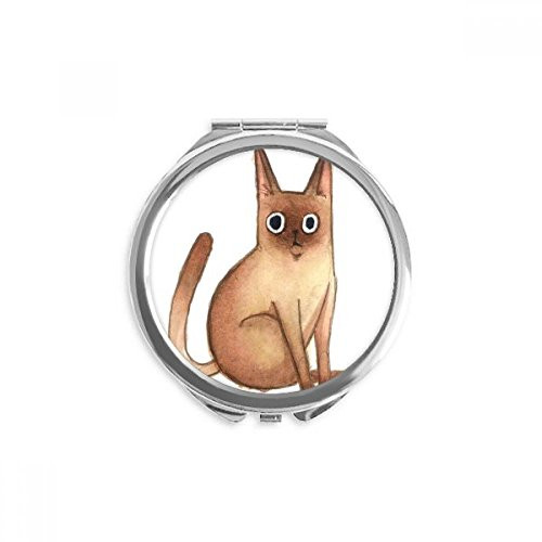 Miaoji Painting Watercolor Cat Siamese Hand Compact Mirror Round Portable Pocket Glass