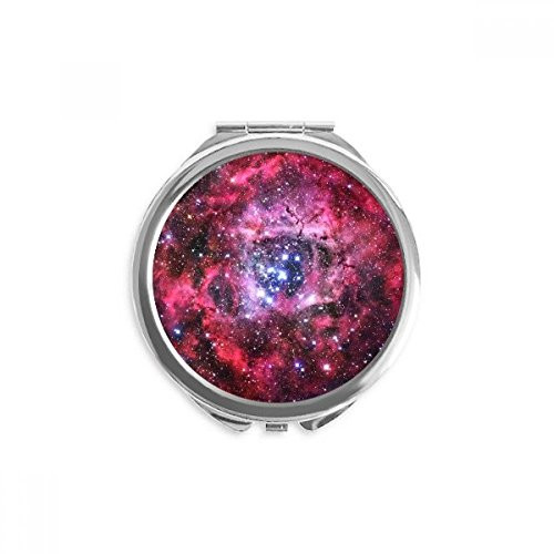 Rose Red Monoceros Rosette Nebula Pattern Hand Compact Mirror Round Portable Pocket Glass