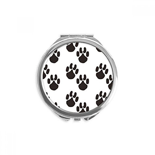 Animal Cute Paw Print Outline Footprint Hand Compact Mirror Round Portable Pocket Glass