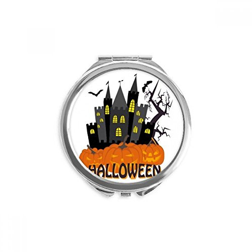 Hallowmas Scary Castle At Night Hand Compact Mirror Round Portable Pocket Glass