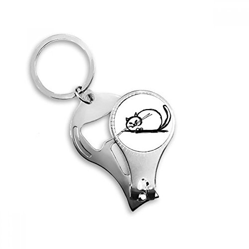 Curly Heavy Cat Crazy Line Nail Nipper Ring Key Chain Bottle Opener Clipper