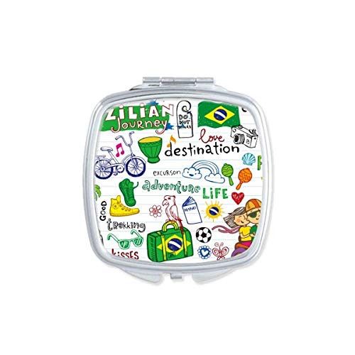 Adventure Life Brazil Journey Brazil Mirror Portable Compact Pocket Makeup Double Sided Glass
