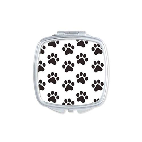 Cat Animal Cute Paw Print Outline Footprint Mirror Portable Compact Pocket Makeup Double Sided Glass