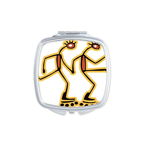 Egypt Figure Roller Skating Pattern Mirror Portable Compact Pocket Makeup Double Sided Glass