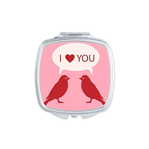 Love Birds Valentine's Day Red Pink Mirror Portable Compact Pocket Makeup Double Sided Glass Love Birds Valentine's Day Red Pink Mirror Portable Compact Pocket Makeup Double Sided Glass