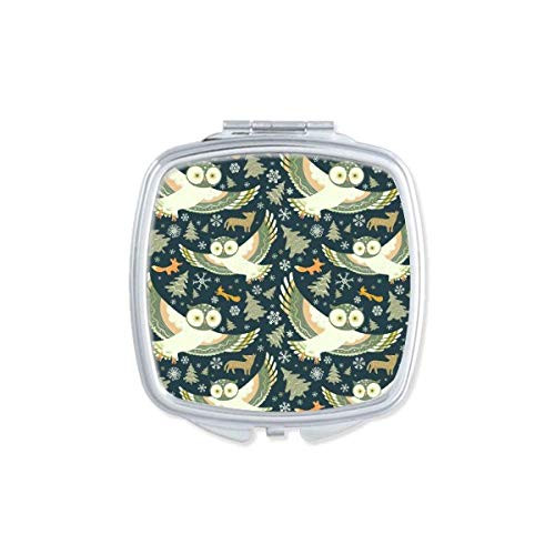 Lovely Birds Owls Dark Floral Patterns Mirror Portable Compact Pocket Makeup Double Sided Glass