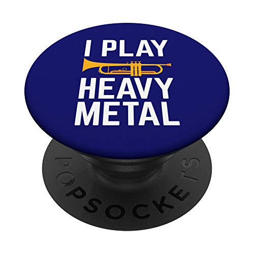 Trumpet Player I Play Heavy Metal Blue PopSockets Grip and Stand for Phones and Tablets