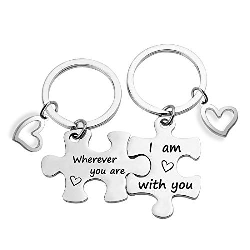 EIGSO Couple Keychain Couple Puzzle Jewelry for Boyfriend and Girlfriend Valentine's Day Anniversary's Day Gift for Husband Wife Long Distance Relationshipwhereverwithyou