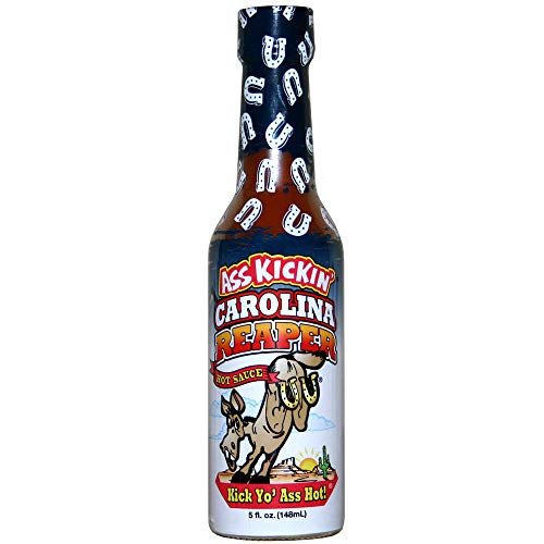 ASS KICKIN' Carolina Reaper Hot Sauce - 5 oz - Premium Gourmet Hot Sauce for Chicken Wings and Breakfast BurritosPerfect Stocking Stuffers or Christmas Gifts for the hot sauce fan-Try if you Dare