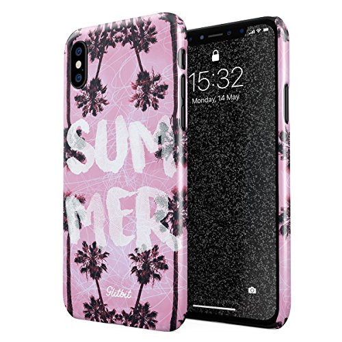 Glitbit Compatible with iPhone X, iPhone Xs Case Summer Palm Trees Good Vibes Sunset Chill Good Vibes Sunset Sun Thin Design Durable Hard Shell Plastic Protective Case Cover