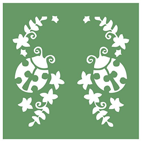 Auto Vynamics - Stencil-Fairy-Ladybugs - Beautiful Ladybugs  and  Flowers Individual Stencil from Detailed Woodland Fairy/Faerie Stencil Set - 10-by-10-inch Sheet - Single Design