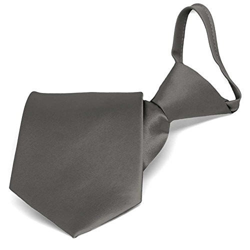 TieMart Graphite Gray Solid Color Zipper Tie, 17inch  Length