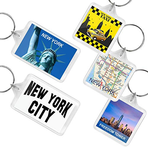 New York City Key Chains Set of 5 Lucite NYC Souvenir Party Favors