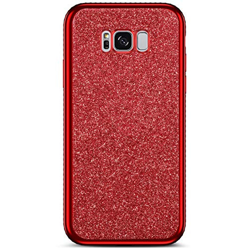 IKASEFU Compatible with Samsung Galaxy S8 Case Crystal Bling Shiny Shockproof Luxury Glitter Sparkly Flash Rhinestone Diamond Soft TPU silicone Bumper Protective Cover Case,Red