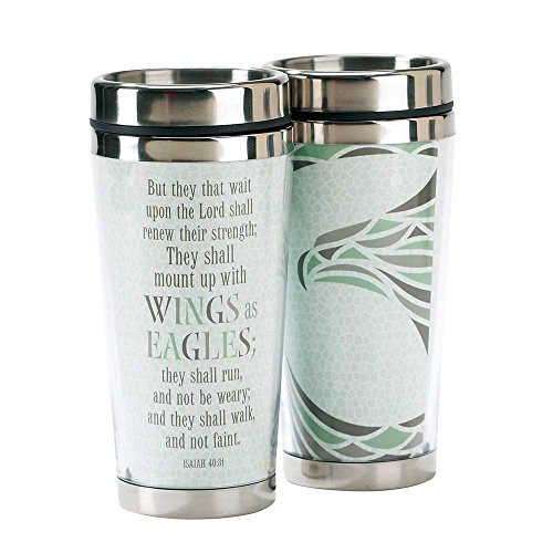 Teal Mount Up Eagles Wings Isaiah 40:31 16 Oz. Stainless Steel Insulated Travel Mug with Lid