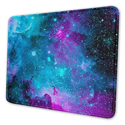 Mouse Pad Blue Purple Galaxy Office Accessories Rectangle Waterproof Mousepad with Stitched Edge Premium-Textured Non-Slip Rubber Base 10x12 inch Mouse Mat