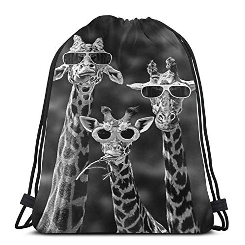 Affany Sunglass Giraffes Drawstring Backpack Bags Men Women Sport Gym Bag Polyester Cinch Sack for Hiking Yoga Swimming Travel