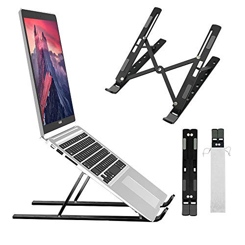 Laptop Stand, iHopeNu Laptop Holder Riser Computer Tablet Stand 7 Angles Adjustable Aluminum Ergonomic Foldable Portable Desktop Holder Compatible with MacBook,iPad, HP, Dell, Lenovo 10-15.6 Black