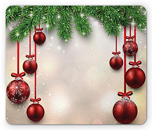 Ambesonne Christmas Mouse Pad, Xmas Traditional Winter Season Theme Fir Twigs and Vibrant Balls Graphic Print, Rectangle Non-Slip Rubber Mousepad, Standard Size, Green and Red Ambesonne Christmas Mouse Pad, Xmas Traditional Winter Season Theme Fir Twigs and Vibrant Balls Graphic Print, Rectangle Non-Slip Rubber Mousepad, Standard Size, Green and Red