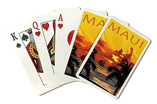 Maui, Hawaii - Sunset and Ship Playing Card Deck - 52 Card Poker Size with Jokers
