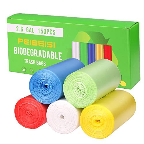 Eco-friendly Small Trash Bags 2.6 Gallon - 10 Liter Waste Basket Trash Bags Biodegradable Bathroom Garbage Bags Office