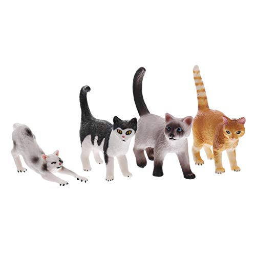 TOYANDONA 4pcs Cat Figurines, Realistic Miniature Cat Figurines Plastic Educational Cat Figures Toy Set Animal Cake Topper for Decor Gift TOYANDONA 4pcs Cat Figurines, Realistic Miniature Cat Figurines Plastic Educational Cat Figures Toy Set Animal Cake Topper for Decor Gift