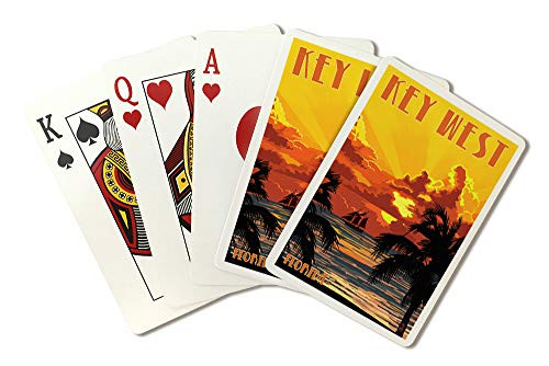Key West, Florida - Sunset and Ship Playing Card Deck - 52 Card Poker Size with Jokers