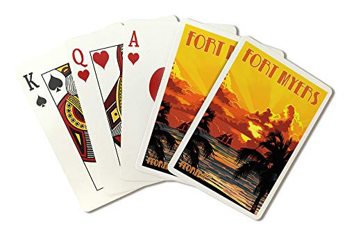 Fort Myers, Florida - Sunset and Ship Playing Card Deck - 52 Card Poker Size with Jokers