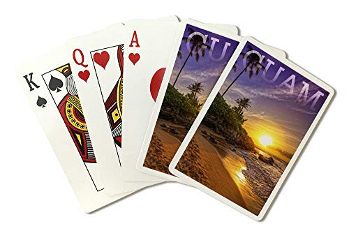 Guam - Sunset and Palm Playing Card Deck - 52 Card Poker Size with Jokers Guam - Sunset and Palm Playing Card Deck - 52 Card Poker Size with Jokers