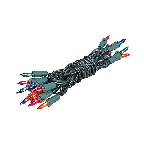 Novelty Lights 20 Light Multi Color Christmas Craft Mini Light Set, Non-Connectable, Green Wire, 8' Long