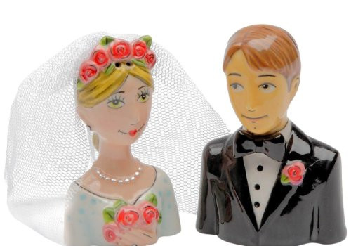 Appletree Design Bride and Groom Salt and Pepper Set, 2-7/8-Inch, 2-3/4-Inch