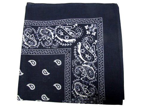 Bandanas By The Dozen 100 percent Cotton 12-Pack 22inch  x 22inch  - Paisley Navy Blue