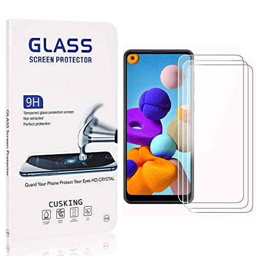 Screen Protector for Galaxy A21, CUSKING Ultra Clear Screen Protector for Samsung Galaxy A21, 9H Hardness Tempered Glass, Ultra Clear, Anti Scratch, 3 Pack