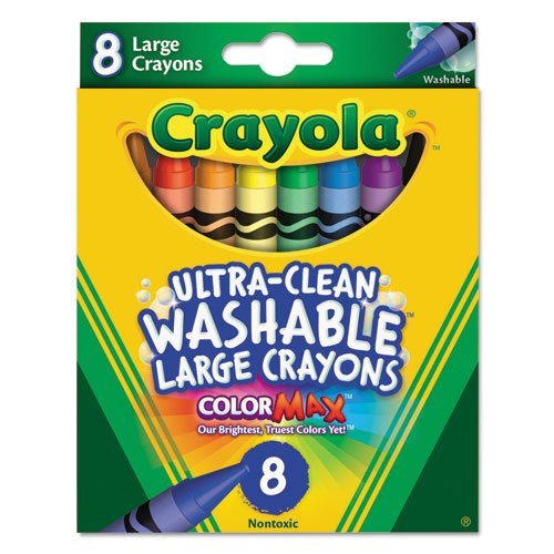 Ultra-Clean Washable Crayons, Large, 8 Colors/Box, Sold as 8 Each Ultra-Clean Washable Crayons, Large, 8 Colors/Box, Sold as 8 Each