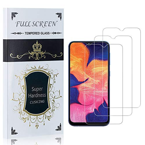 CUSKING Screen Protector for Galaxy A10, HD Crystal Clear Tempered Glass Screen Protector for Samsung Galaxy A10, 9H Hardness, Bubble Free, 3 Pack