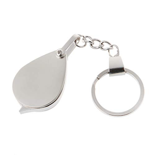 BloomingJS 10X Portable Metal Magnifier Reading Map Jewelry Folding Keychain Loupe Magnifying Glass Lens