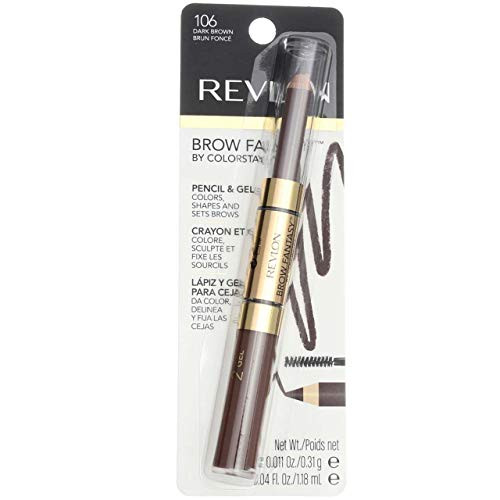 Revlon Brow Fantasy Pencil and Gel, Dark Brown 106, 1 ea Pack of 2 Revlon Brow Fantasy Pencil and Gel, Dark Brown 106, 1 ea Pack of 2
