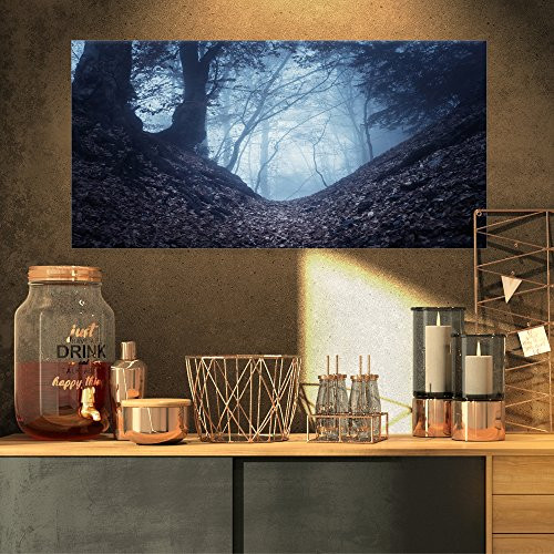 Designart PT8469-32-16 Sunlight Hitting Foggy Forest-Landscape Photo Canvas Print-32x16, 32x16 Yellow Designart PT8469-32-16 Sunlight Hitting Foggy Forest-Landscape Photo Canvas Print-32x16, 32x16 Yellow