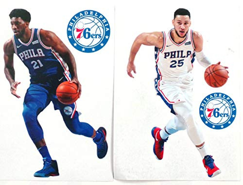 FATHEAD Ben Simmons plus  Joel Embiid Mini Graphics Philadelphia 76ers Sixers Official NBA Vinyl Wall Graphics 7inch  INCH Each