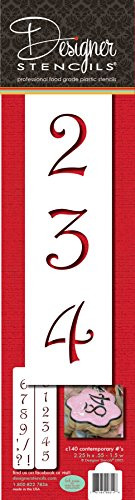 Designer Stencils C140 2.25 Inch Contemporary Numbers Cake Stencils, Beige/semi-transparent