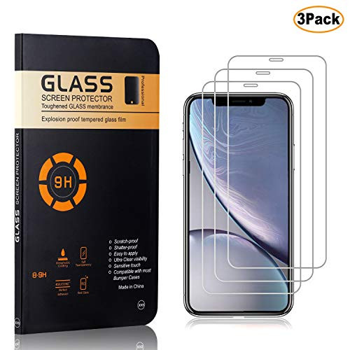 CUSKING Screen Protector for iPhone XR, Bubble Free, 9H Hardness Anti Fingerprint Tempered Glass Screen Protector Film for iPhone XR, 3 Pack