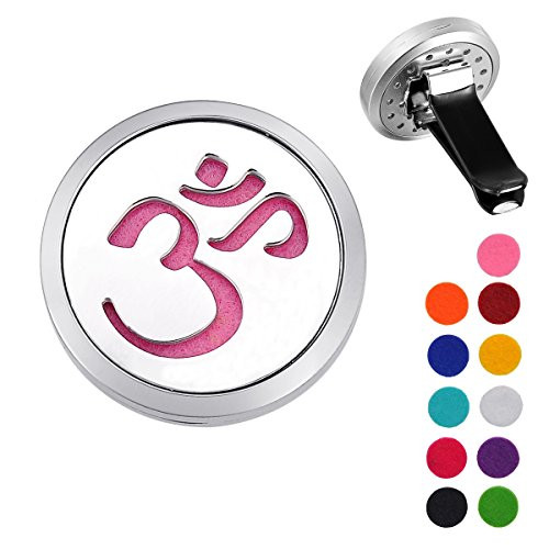 VALYRIA Stainless Steelinch ohm om aum Yogainch  Car Air Freshener Aromatherapy Essential Oil Diffuser Locket with Vent Clip