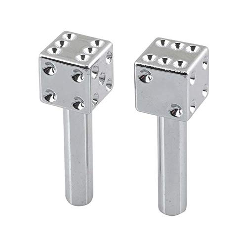 MACs Auto Parts 66-12888 Chrome Dice Door Lock Knobs, Pair