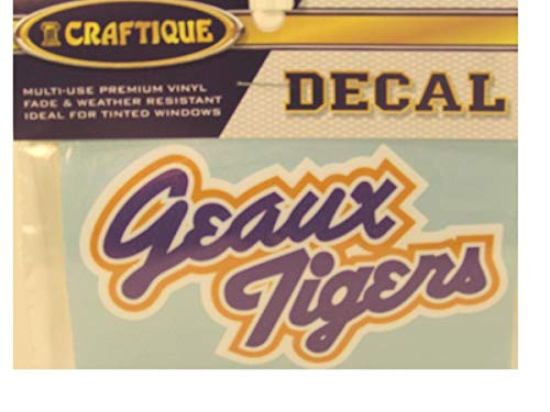 LSU Tigers GEAUX TIGERS Wordmark Logo 6inch  Vinyl Decal Car Truck Sticker