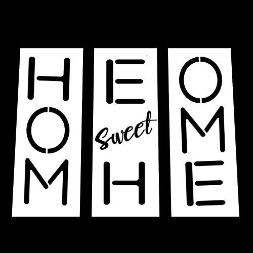 Large Vertical Home Sweet Home Sign Stencils for Painting on Wood - Create Beautiful Wood Stencil Signs with This Reusable Word Stencil  Set of 3 Individual Stencils for Home Decor  and  DIY Projects