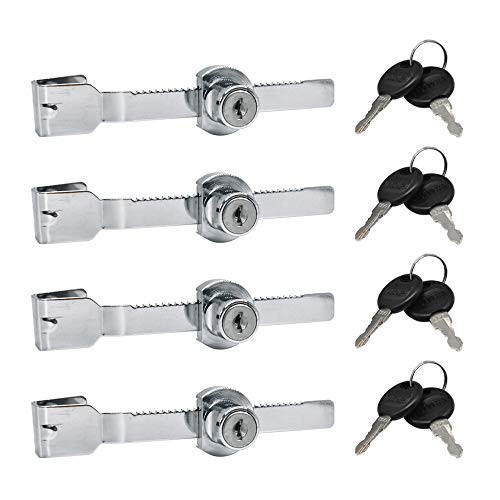 4PCS Sliding Glass Door Ratchet Locks Showcase Window Locks Keyed Alike Drawer Display Case Locks with Chrome Finish