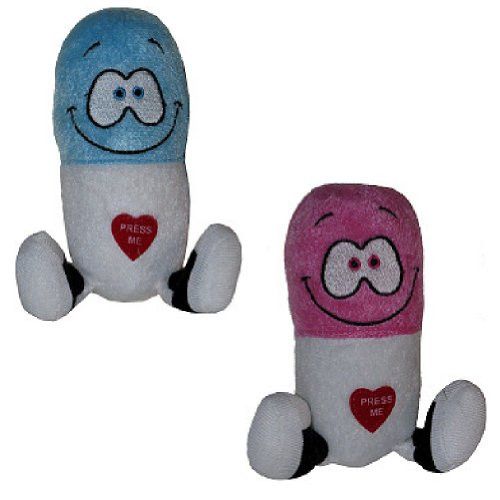 CloseoutZone Set/2 Giggling Happy Pills Plush Toys - Cute Animated Laughing Medicine