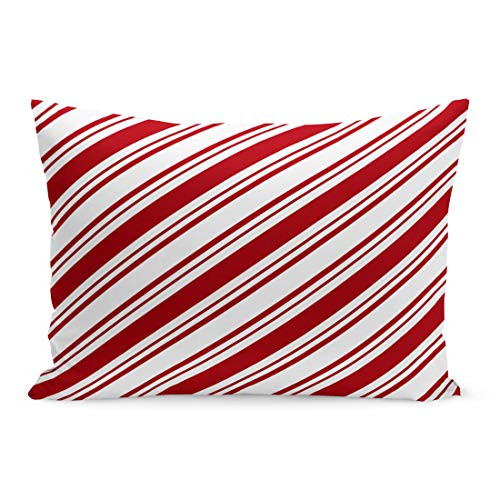 Semtomn Throw Pillow Covers Candy Red White Diagonal Stripes Cane Pattern Abstract Candycane Pillow Case Cushion Cover Lumbar Pillowcase Decoration for Couch Sofa Bedding Car 20 x 36 inchs